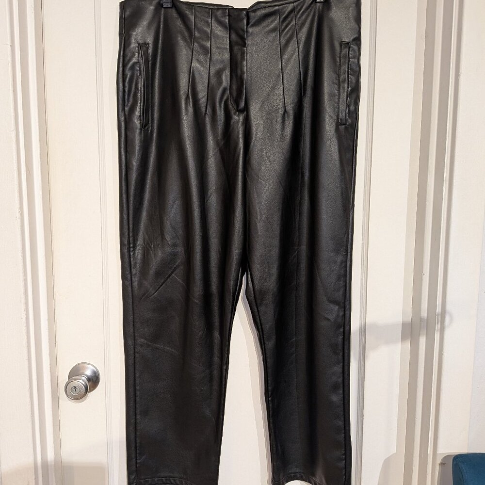Black Faux Vegan Sx XL Leather Pants Bagatelle Plus Size Clubwear Goth Baddie